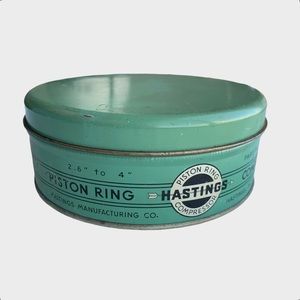 Rare Vintage Hastings Piston Rings Compressor Metal Tin
